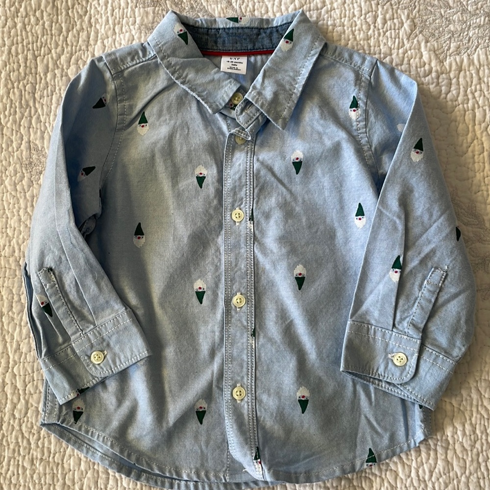 Gnome print chambre button down shirt